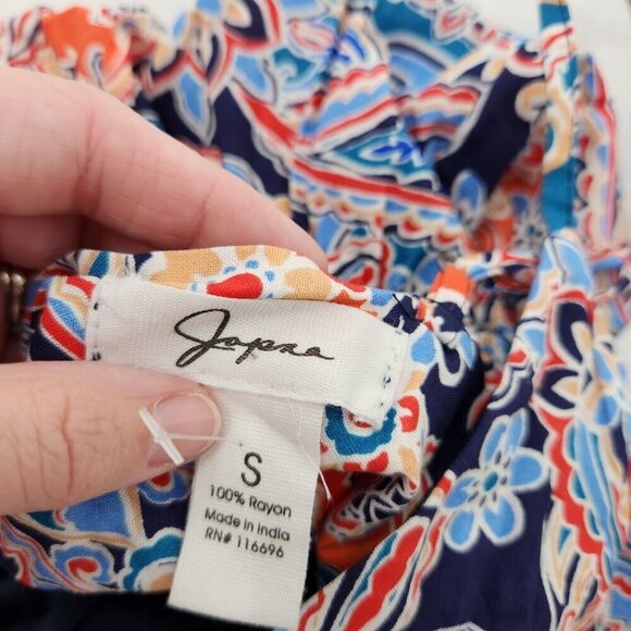 JAPNA Womens Size Small Blue Orange Multicolor Floral Paisley Maxi Dress - Picture 5 of 6